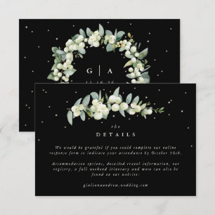 Cartão De Informações Detalhes do Casamento com Small Black Snowberry e
