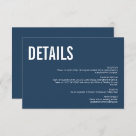 Cartão De Informações Detalhes do Casamento com Tipografia Naval Simples
