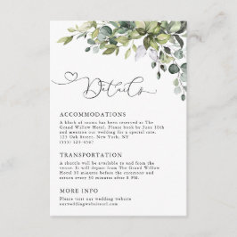 Cartão De Informações Detalhes do Casamento com Verde de Eucalipto Elega