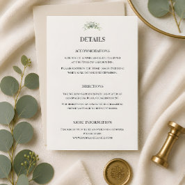 Cartão De Informações Detalhes do Casamento com Verde de Eucalipto Luxuo