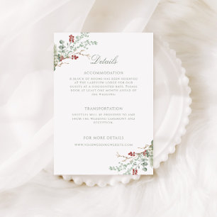 Cartão De Informações Detalhes do Casamento com Verdura de Inverno Român
