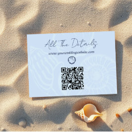 Cartão De Informações Detalhes do Casamento Conchas Azuis Costeiras