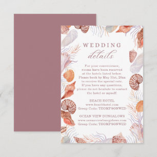 Cartão De Informações Detalhes do Casamento Costeiro de Aquarelas de Pra