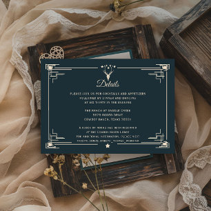 Cartão De Informações Detalhes do Casamento Country Western Vintage