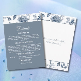 Cartão De Informações Detalhes do Casamento Cristão Blue Chinoiserie
