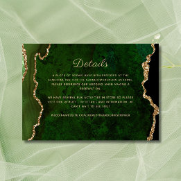 Cartão De Informações Detalhes do Casamento da Agata Verde Dourada