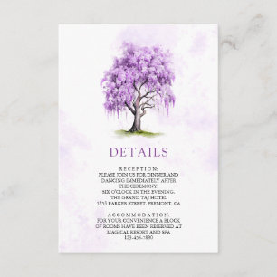 Cartão De Informações Detalhes do Casamento da Árvore Floral de Wisteria