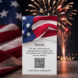 Cartão De Informações Detalhes do Casamento da Bandeira Americana Milita