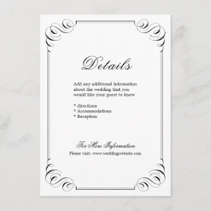 Cartão De Informações Detalhes do casamento da caligrafia elegante
