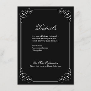 Cartão De Informações Detalhes do casamento da caligrafia elegante