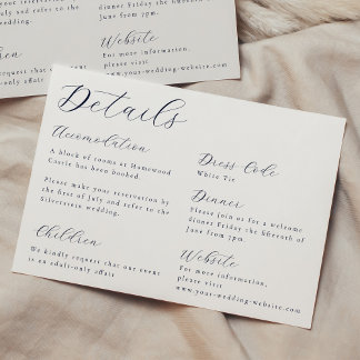 Cartão De Informações Detalhes do Casamento da Caligrafia Elegante