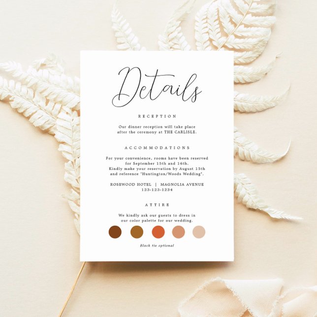 Cartão De Informações Detalhes do Casamento da Caligrafia Elegante (Criador carregado)