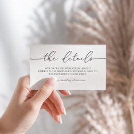 Cartão De Informações Detalhes do Casamento da Caligrafia Elegante Minim