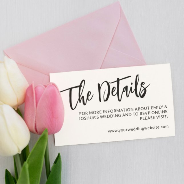 Cartão De Informações Detalhes do Casamento da Caligrafia Negra Encantad (Criador carregado)