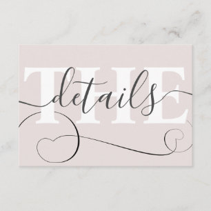 Cartão De Informações Detalhes do Casamento da Caligrafia Rosa Esmagada