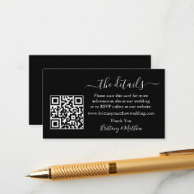 Detalhes do Casamento da Caligrafia Site QR Black