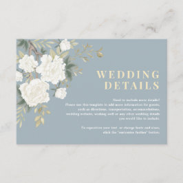 Cartão De Informações Detalhes do Casamento da Chinoiserie Branca Dusty