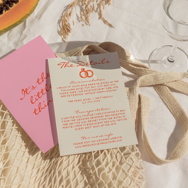 Cartão De Informações Detalhes do Casamento da Diversão Retroativa e Col (Criador carregado)