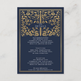 Cartão De Informações Detalhes do Casamento da Espada Real Medieval Azul