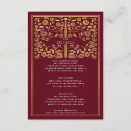 Cartão De Informações Detalhes do Casamento da Espada Real Medieval Verm