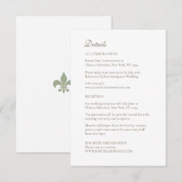 Cartão De Informações Detalhes do Casamento da Fleur de Lis Verde da Reg
