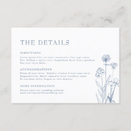 Cartão De Informações Detalhes do Casamento da Flora Periwinkle Minimali