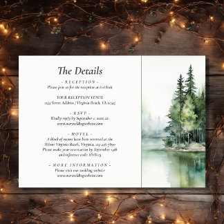 Cartão De Informações Detalhes do Casamento da Floresta do Lago Rustic M