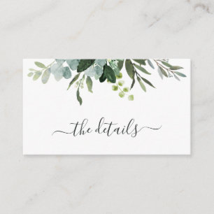 Cartão De Informações Detalhes do Casamento da Folhagem Verde Eucalyptus