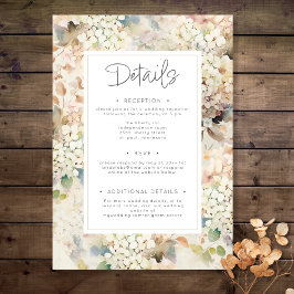 Cartão De Informações Detalhes do Casamento da Hidrangea, Vintage Neutra
