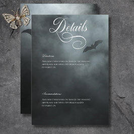 Cartão De Informações Detalhes do Casamento da Meia-Noite Escuro Bat & F