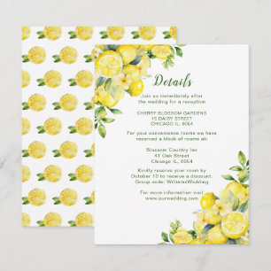 Cartão De Informações Detalhes do Casamento da Moldura de Lemon Greenery
