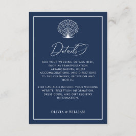 Cartão De Informações Detalhes do casamento da praia de Seashell marinho