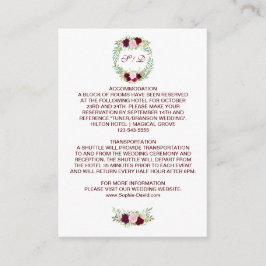 Cartão De Informações Detalhes Do Casamento Da Rua Floral Rustic Marsala