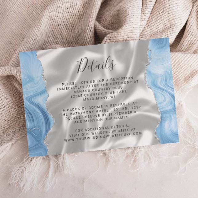 Cartão De Informações Detalhes do Casamento da Seda Branca de Agata de P (Criador carregado)