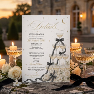 Cartão De Informações Detalhes do Casamento da Torre de Champanhe com La