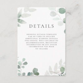 Cartão De Informações Detalhes do Casamento da Verde Moderna