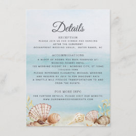 Cartão De Informações Detalhes do Casamento das Prateleiras do Oceano de