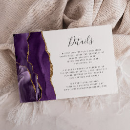 Cartão De Informações Detalhes do Casamento de Agata Dourada Roxo Modern