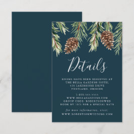 Cartão De Informações Detalhes do Casamento de Aguarela de Inverno com P