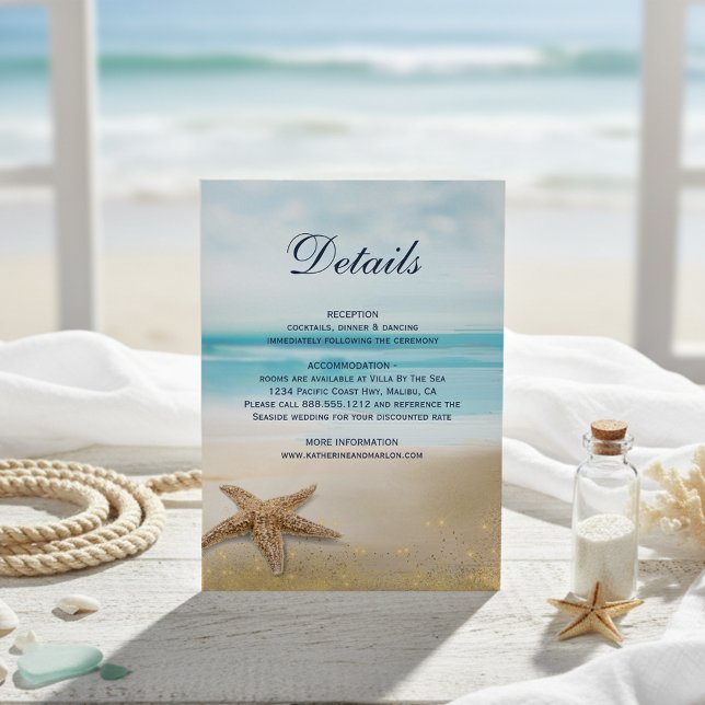 Cartão De Informações Detalhes do Casamento de Aquarela Abstrato Beach S (Criador carregado)