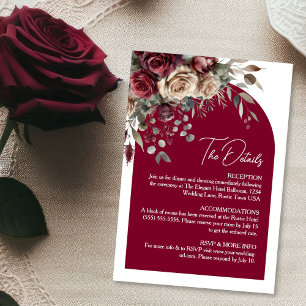 Cartão De Informações Detalhes do Casamento de Arca Elegante de Rosas de