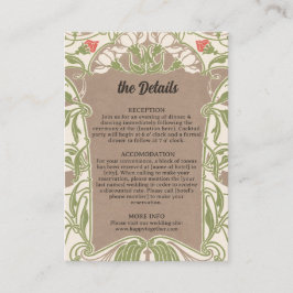 Cartão De Informações Detalhes do Casamento de Arte Nouveau Floral Elega