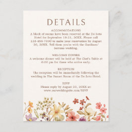 Cartão De Informações Detalhes do Casamento de Autumn Fall Wildflower