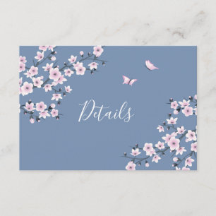 Cartão De Informações Detalhes do Casamento de Azul-Dusty Pink-Blossom C