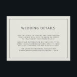 Cartão De Informações Detalhes do Casamento de Beige de Luz de Fronteira<br><div class="desc">Simples carta de detalhes de casamento com uma borda em volta de seus detalhes sobre um fundo bege claro. Esses cartões básicos fornecem aos seus convidados informações importantes sobre seu dia especial e são perfeitos para um casamento moderno.</div>