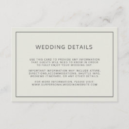 Cartão De Informações Detalhes do Casamento de Beige de Luz de Fronteira