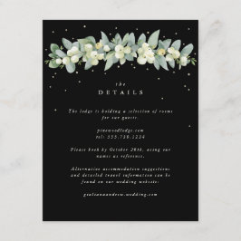Cartão De Informações Detalhes do Casamento de Black Snowberry+Eucalyptu
