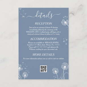 Cartão De Informações Detalhes do Casamento de Blue Wildflower Boho
