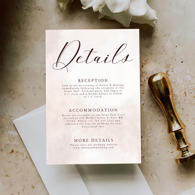 Cartão De Informações Detalhes do Casamento de Boho Floral Elegante (Criador carregado)