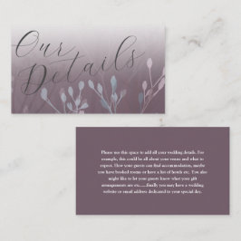Cartão De Informações Detalhes do Casamento de Boho Meadow Grass Dark Pl